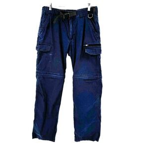 B.C. Clothing‎ Belted Cargo Convertible Pants Men's 34X32 Navy Blue Hiking Camp